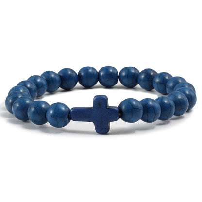 Pulseira de Cruz com Pedras Naturais