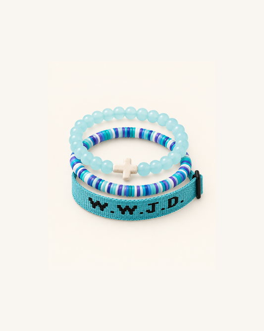 Kit de 3 Pulseiras WWJD com Cruz