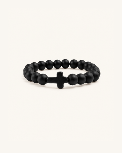 Pulseira de Cruz com Pedras Naturais