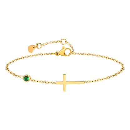 Pulseira Ajustável Cruz e Pedras Esperança