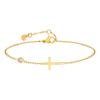 Pulseira Ajustável Cruz e Pedras Esperança