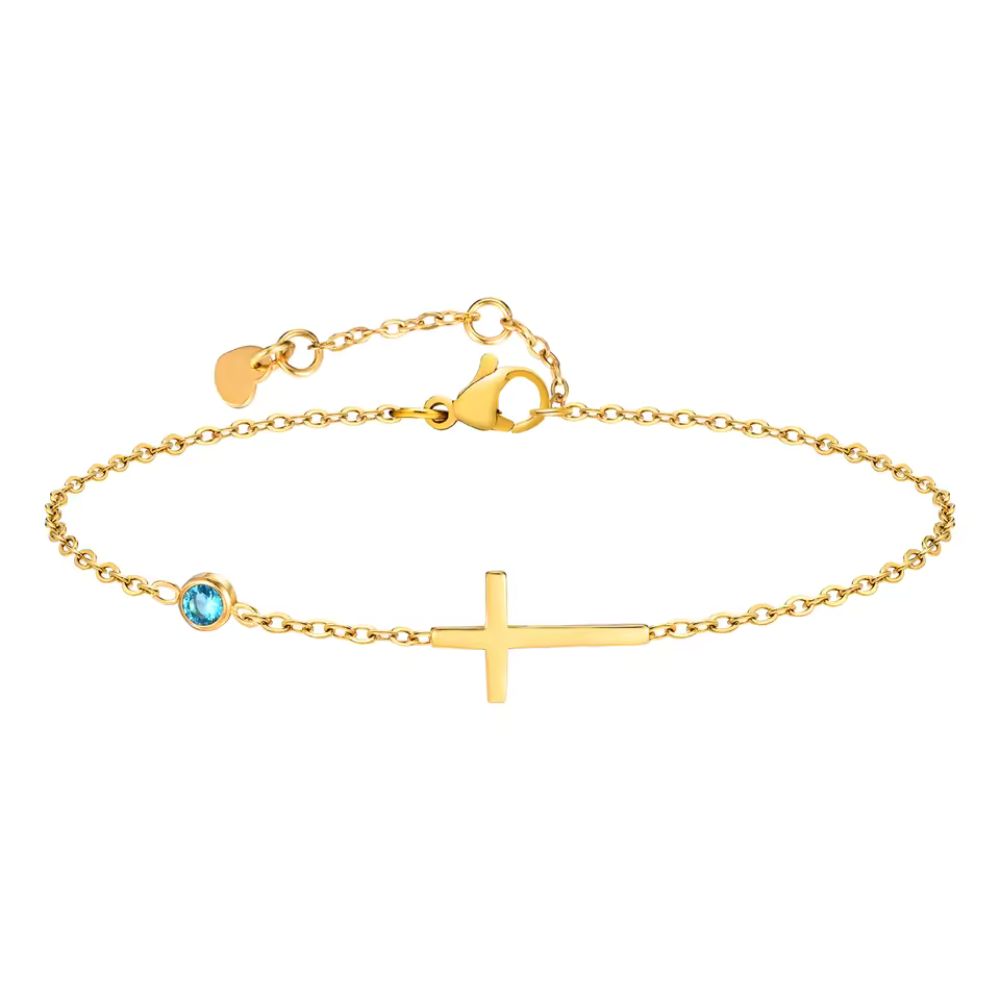 Pulseira Ajustável Cruz e Pedras Esperança