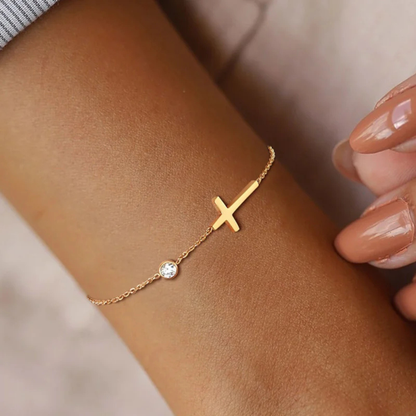 Pulseira Ajustável Cruz e Pedras Esperança