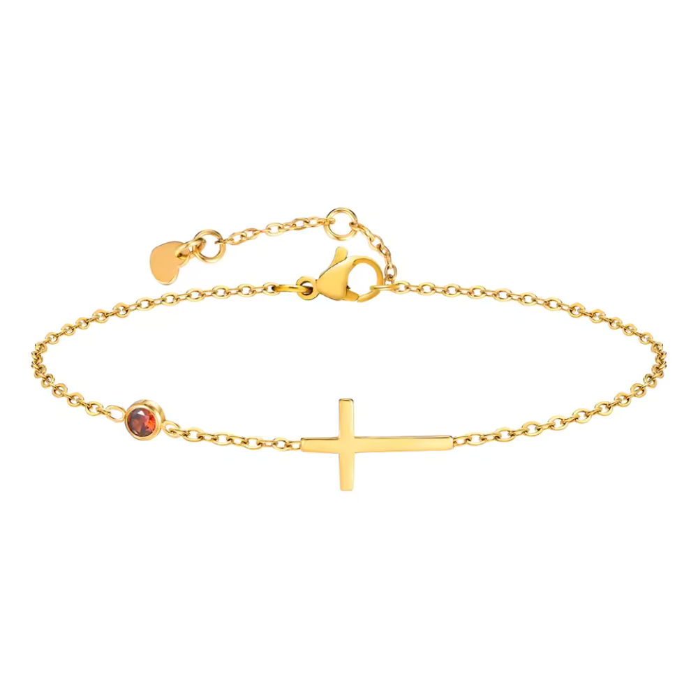 Pulseira Ajustável Cruz e Pedras Esperança