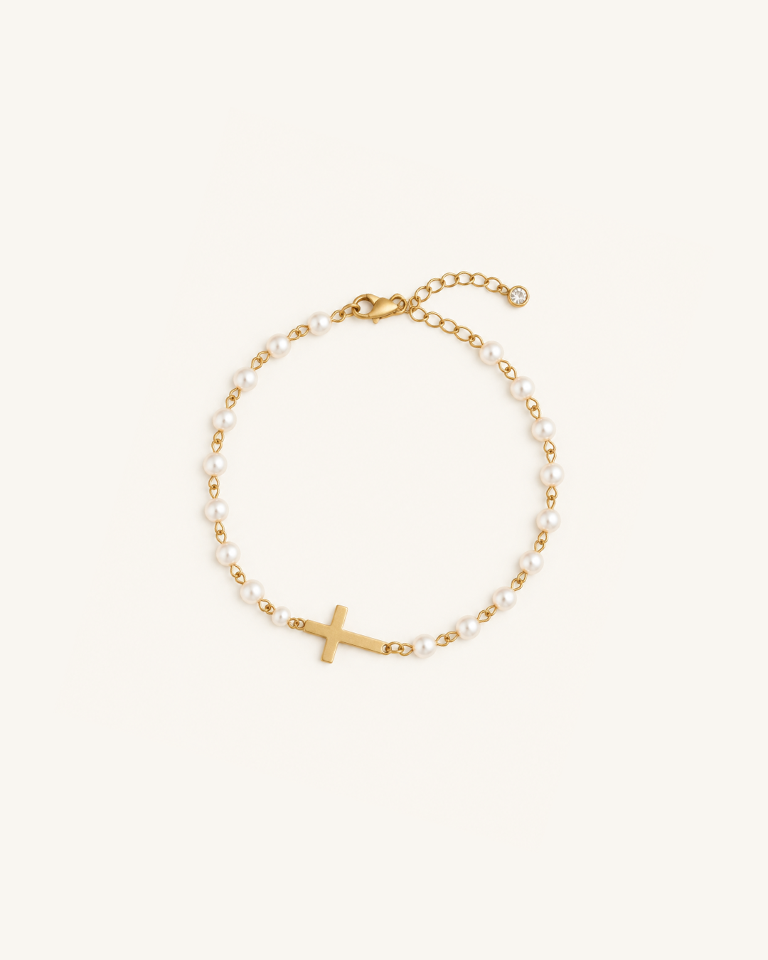 Pulseira Elora de Pérolas com Cruz