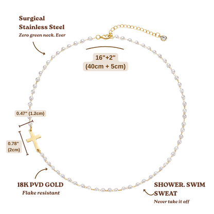 Colar Elora de Pérolas com Cruz