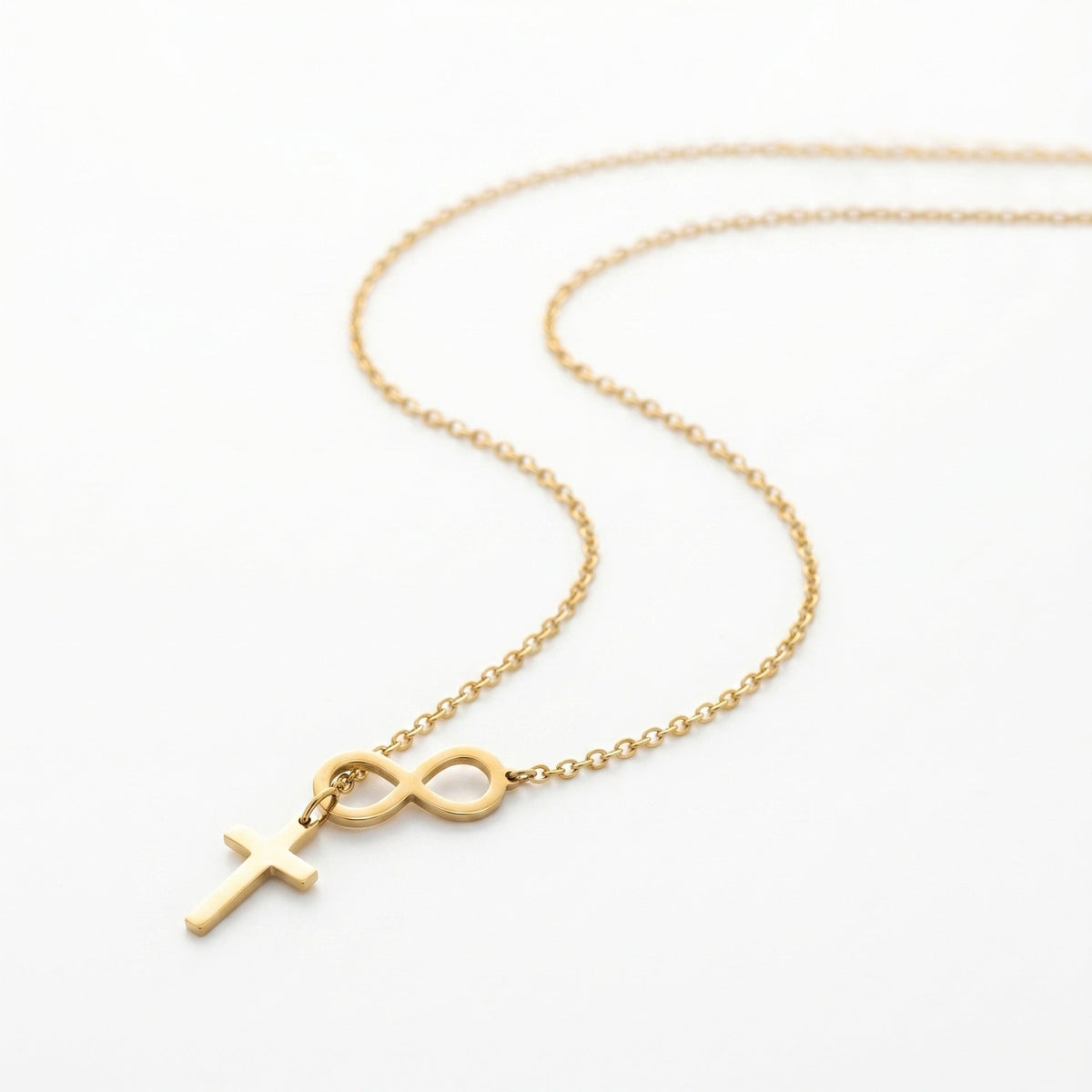 Colar Infinito com Cruz Ajustável