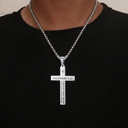 Colar de Cruz Filipenses 4:13