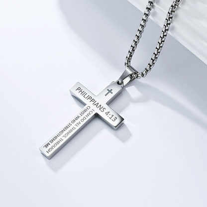 Colar de Cruz Filipenses 4:13