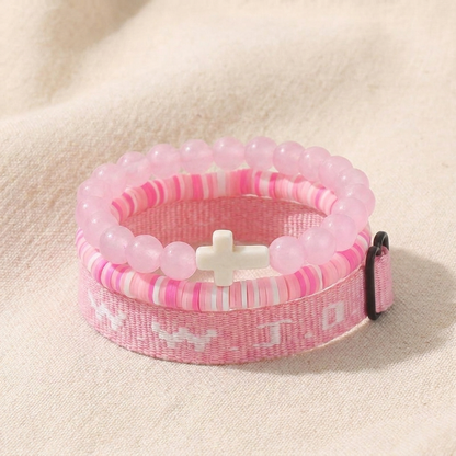Kit de 3 Pulseiras WWJD com Cruz