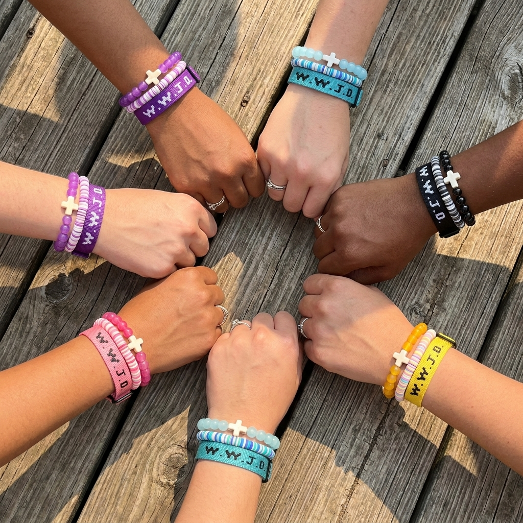 Kit de 3 Pulseiras WWJD com Cruz