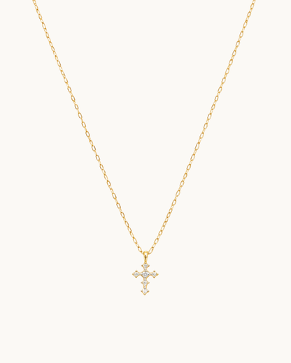 Colar de Cruz Delicada com Zircônias